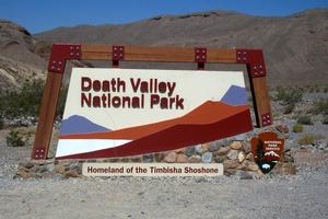 Park entrance sign: Death Valley National Park, Homeland of the Timbisha Shoshone.