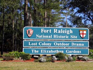 Fort Raleigh Entrance Sign