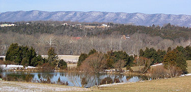 Pond near the Whitham Farm with the Allegheny Mountains in the background.