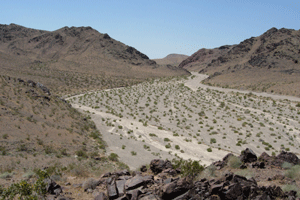 Open expanse of Red Pass on Old Spanish Trail in southern California