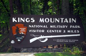 Kings Mountain National Military Park entrance sign.