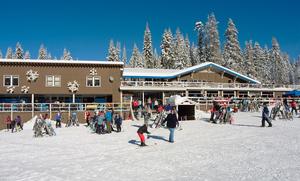 Photo of Badger Pass Ski Lodge during the winter, courtesy of Kenny Karst, Delaware North Companies Parks and Resorts