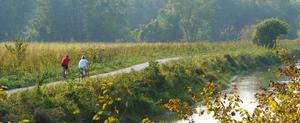 Cyclists enjoy the Ohio and Erie Canal Towpath Trail.