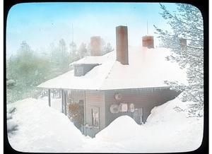 This photo of the Bechler Ranger Station, taken in the 1930's, depicts the typical winter snow accumulation common to the area.  
