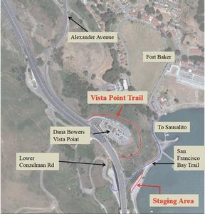 Aerial image of Vista Point Trail Project area and vicinity.