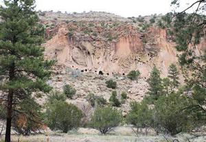 Photo of Pueblo dwellings in Bandelier National Monument