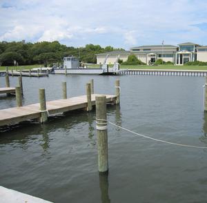 The existing boat basin and the Harkers Island Visitor Center