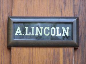 Photo of "A. Lincoln" nameplate