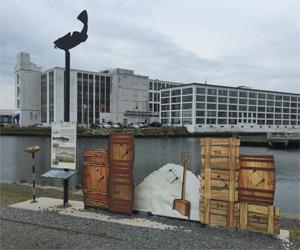 The colonial panel of the interpretive exhibits on Derby Wharf