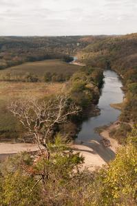 Photo looking down on the Buffalo National River from the overlook deck along the River View Trail.