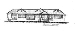 Architectural sketch of the front of proposed tri-plex housing unit