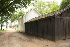 Photo of Allen Barn (left) and Robinson Shed (right)