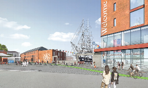 Rendering of Gateway to the Charlestown Navy Yard and VE/USS Constitution Museum at Gateway