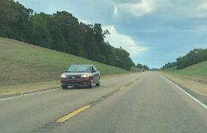 Highway 7 in Oxford, MS, showing centerline and edge line rumble strip.