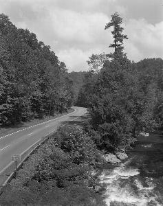 Photograph of the Gatlinburg Spur and West Prong Little Pigeon River in Great Smoky Mountains National Parkway.