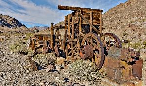 Photo of the wooden mill at Gold Hill Mill site.