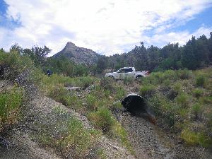 Looking south at Culvert #1. Lookout Point is in the background.