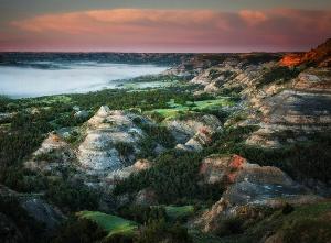 Scenic vista overlooking North Unit of Theodore Roosevelt National Park